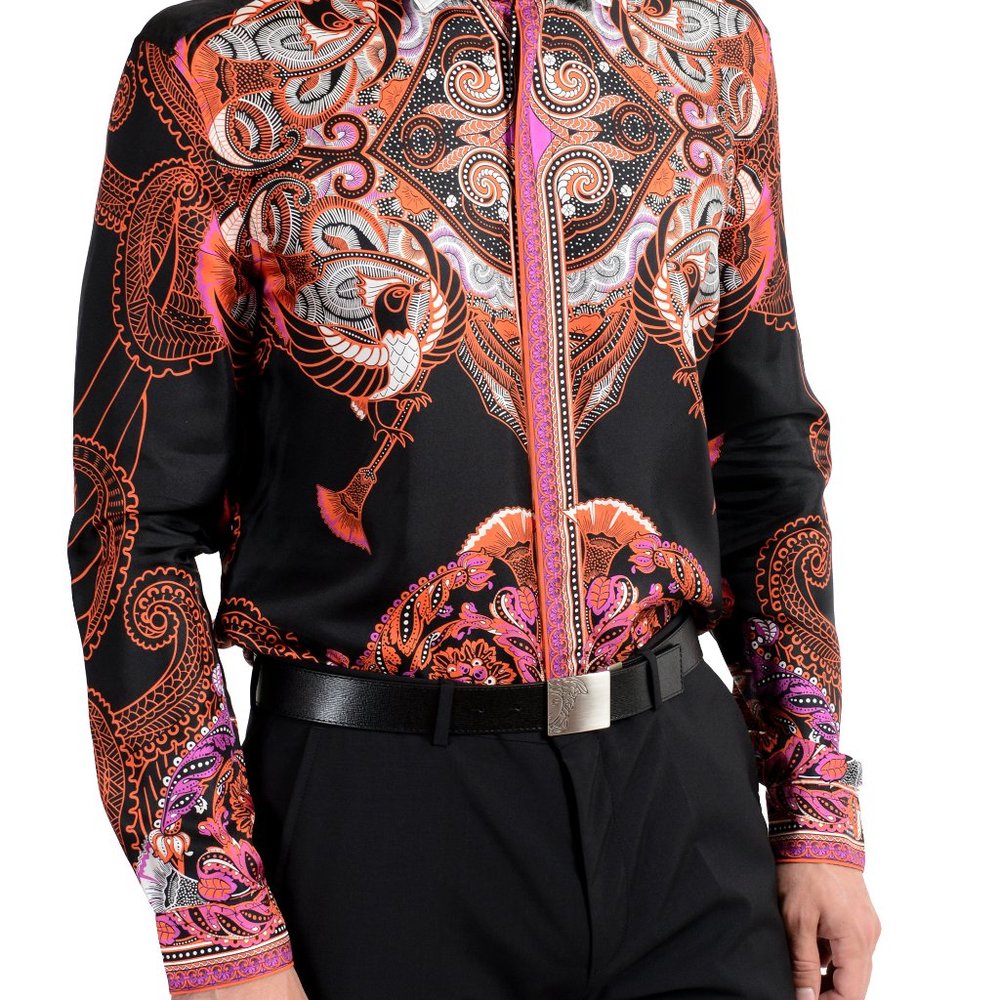 Versace Collection "Trend" Silk Graphic DressShirt - Picture 4 of 8